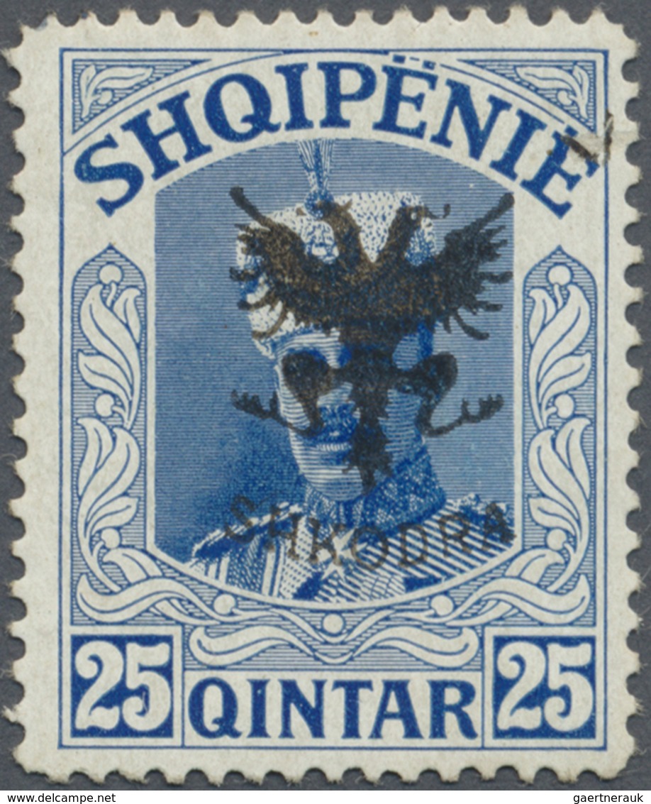 * Albanien: 1920, Freimarke Mit Aufdruck Des Doppeladlers 25 Q. Blau Ungebraucht Mit Falz, Seltene Mar - Albanie