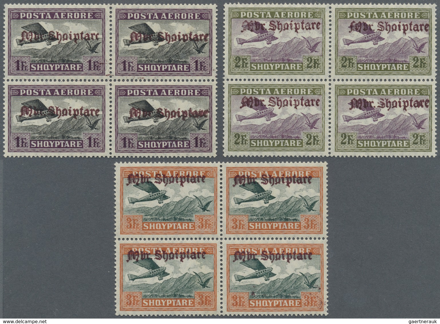 /** Albanien: 1929, Flugpost Mit Aufdruck, Kompletter, Postfrischer 4er-Block-Satz, Toperhaltung, Im 4-e - Albanie