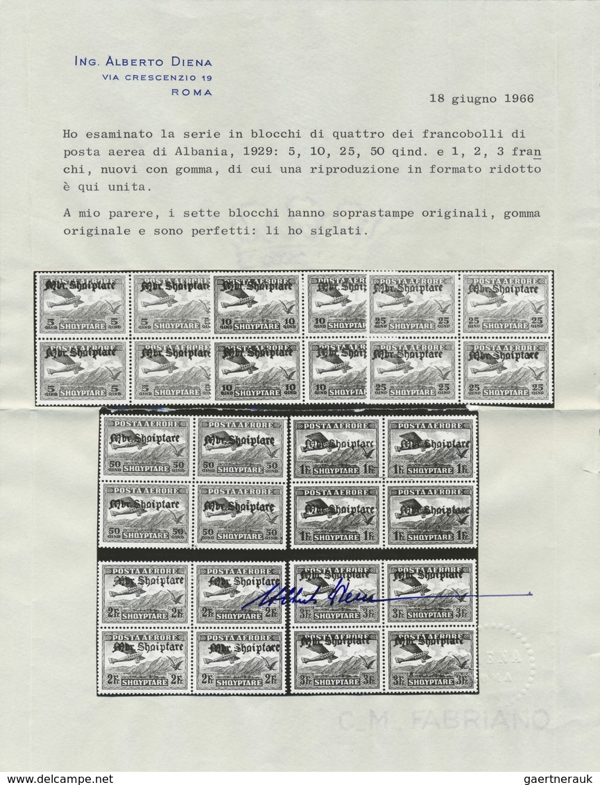 /** Albanien: 1929, Flugpost Mit Aufdruck, Kompletter, Postfrischer 4er-Block-Satz, Toperhaltung, Im 4-e - Albanie