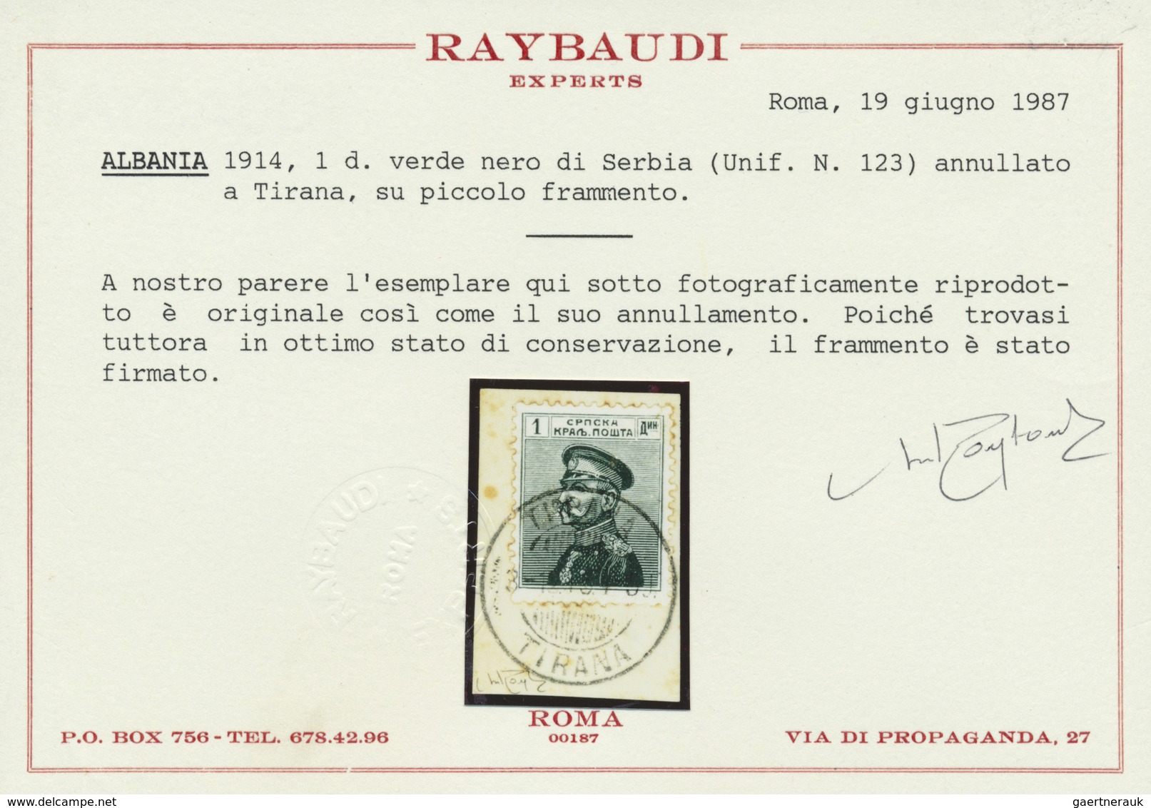 Brfst Albanien - Besonderheiten: 1915, Serbien König Peter I. 1 Pa. Schwarzgrün Auf Briefstück Mit Stempel - Albanie