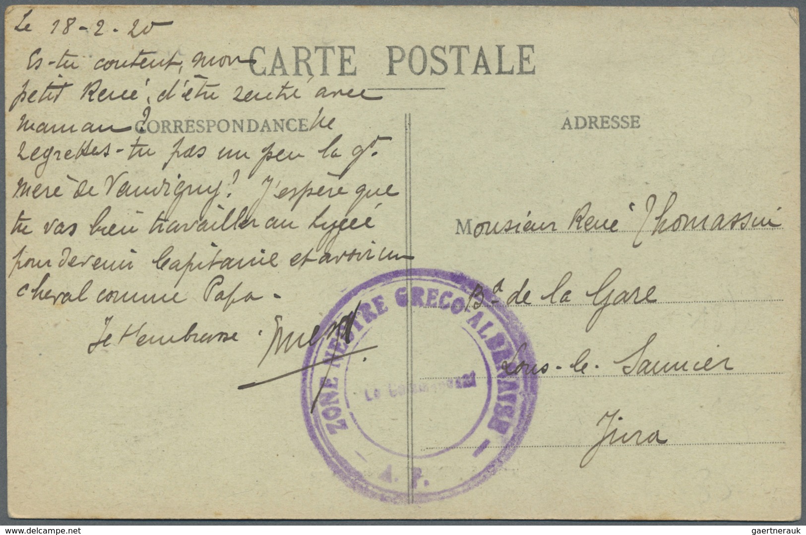 Br Albanien - Besonderheiten: 1920. Picture Post Card Addressed To France With Circular 'Zone Neutre Gr - Albanië