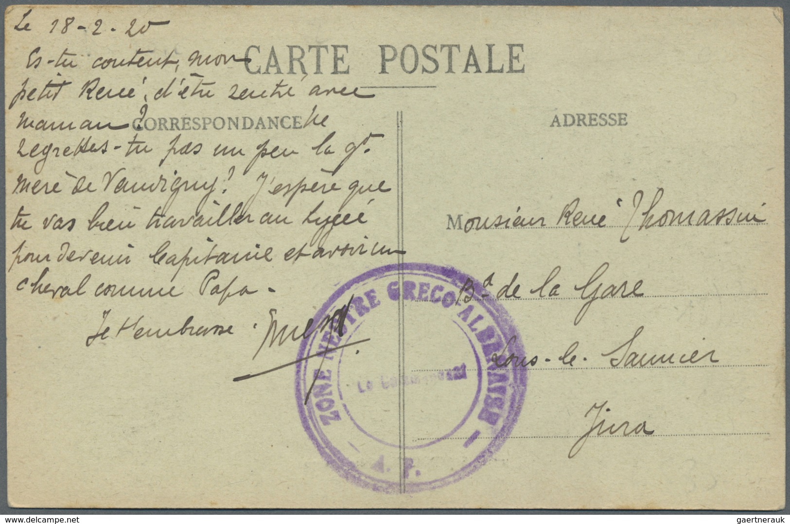 Br Albanien - Besonderheiten: 1920. Picture Post Card Addressed To France With Circular 'Zone Neutre Gr - Albanie