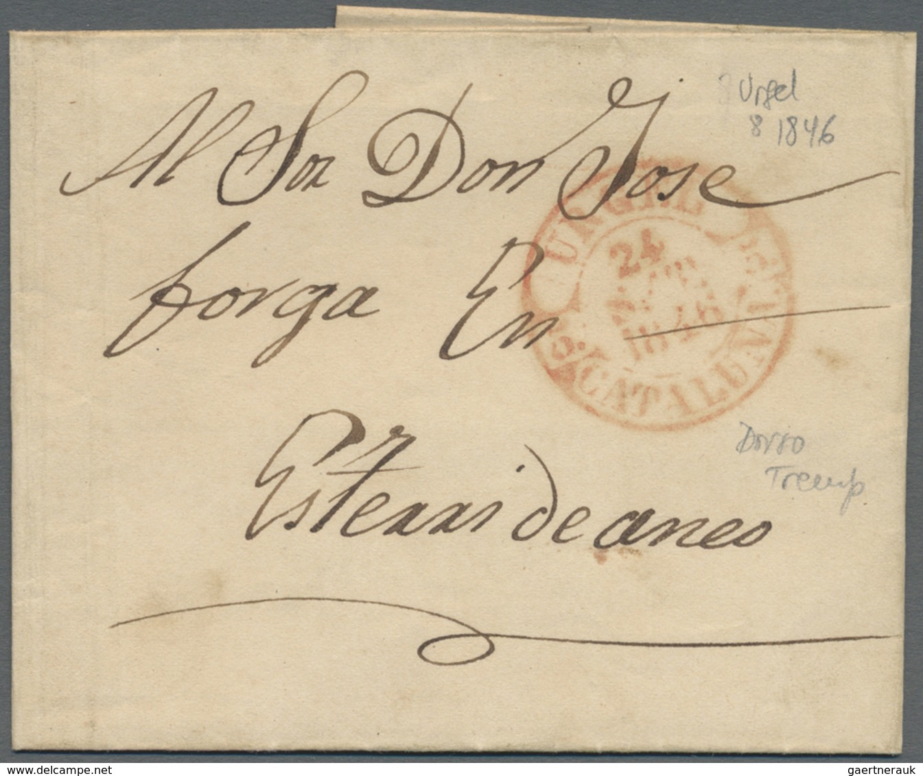 Br Andorra - Vorphilatelie: 1846, Letter Sheet Without Sender With Red URGEL CATALUNA Which Was The Hig - Voorlopers