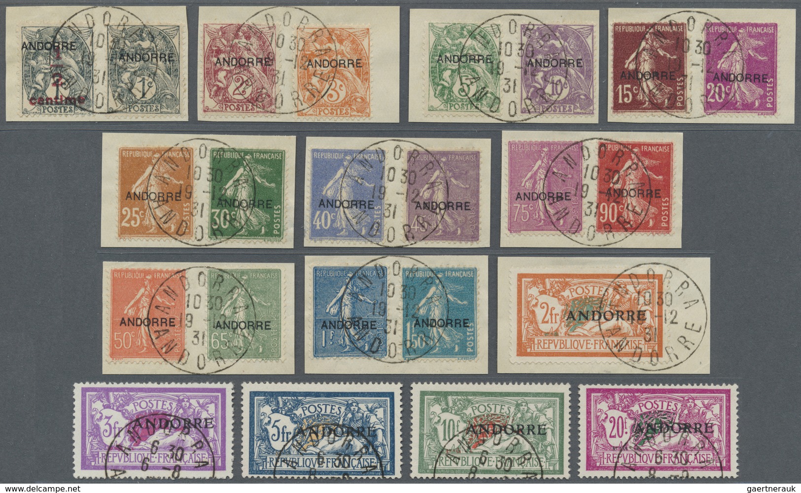 Brfst Andorra - Französische Post: 1931, Freimarken Mit Aufdruck "ANDORRE", ½ C. Bis 20 Fr., Der Komplette - Andere & Zonder Classificatie