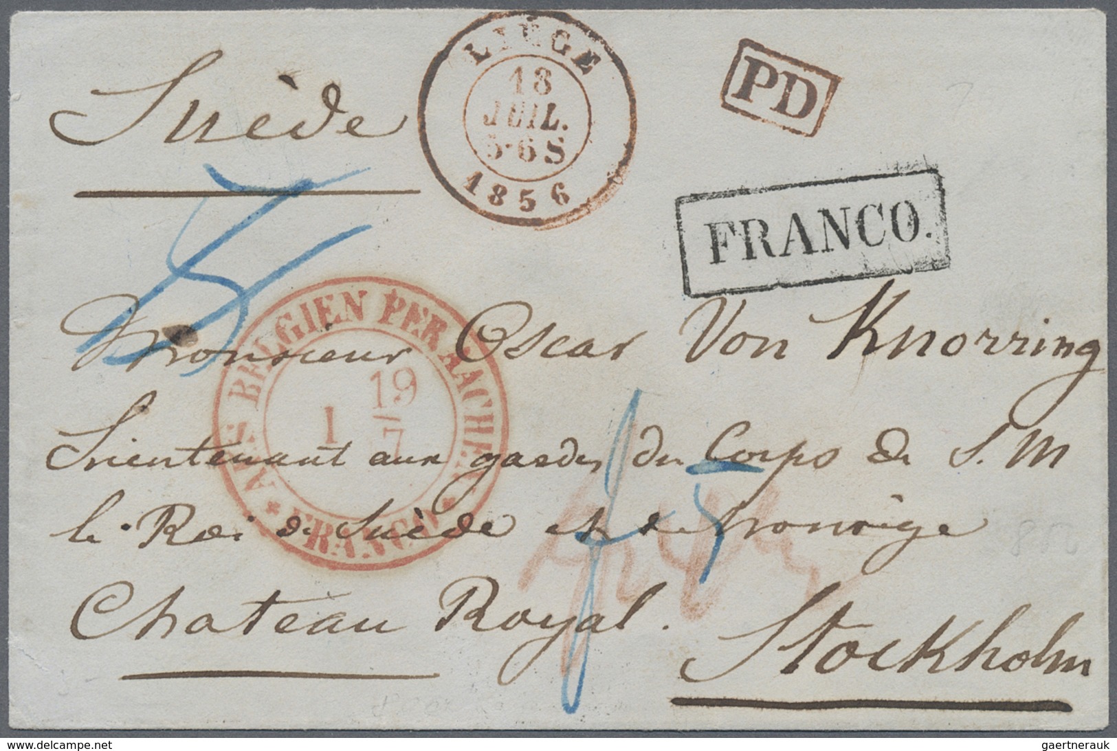 Br Belgien - Vorphilatelie: 1856, Cover From LIEGE, 18 JUIL.1856, Addressed To The Writer, Composer And - 1794-1814 (Période Française)