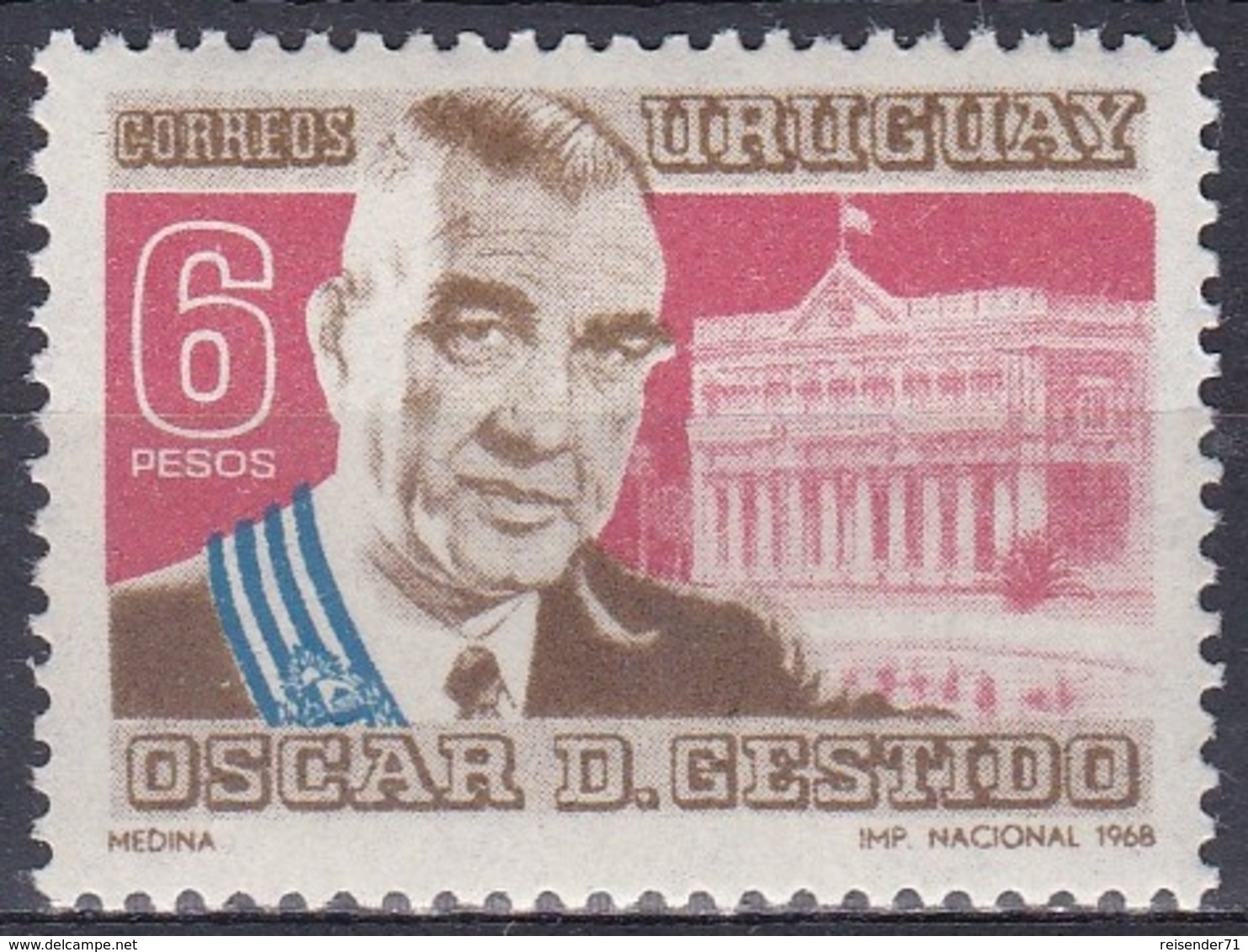 Uruguay 1968 Geschichte Persönlichkeiten Politiker Politician Präsident President Militär General Gestido, Mi. 1131 ** - Uruguay