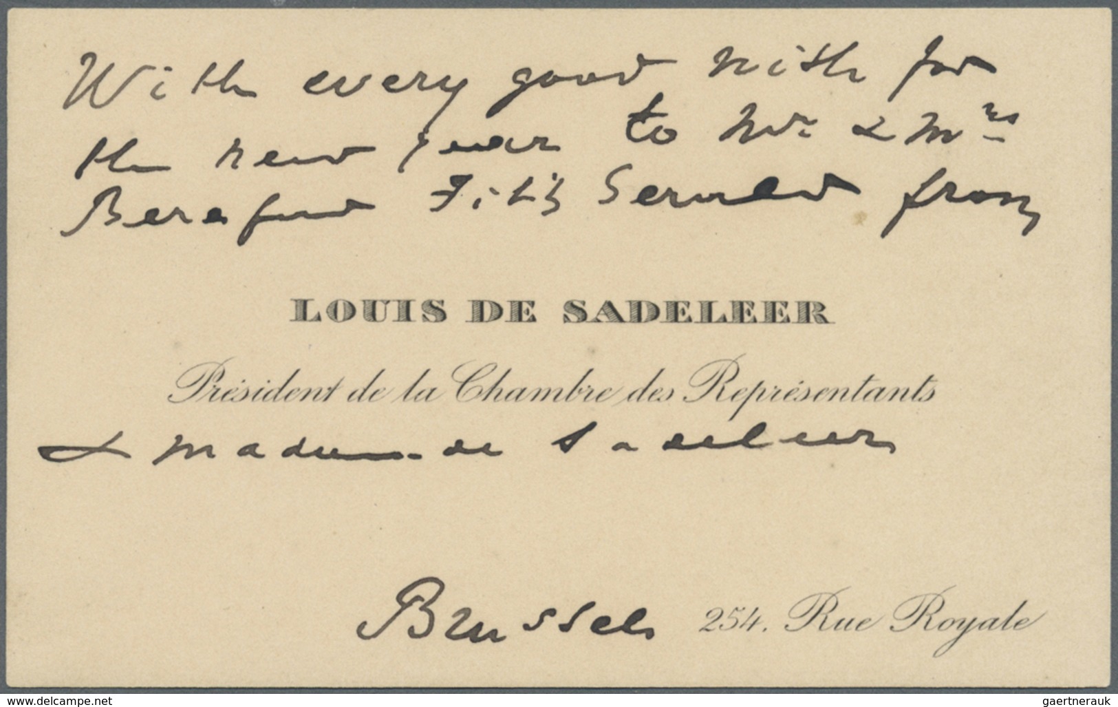 Br Belgien: 1901, 25 C Blue, Tied By BRUXELLES, 9 JANV 01, Single Franking On Official Cover "Chambre D - Andere & Zonder Classificatie