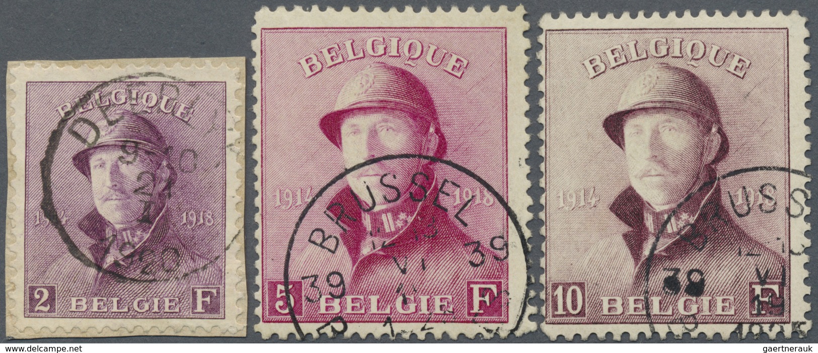 O/Brfst Belgien: 1919/20, Postage Stamps: King Albert I. With Helmet, Good Used, 2 Fr. On Small Luxury Piece - Andere & Zonder Classificatie