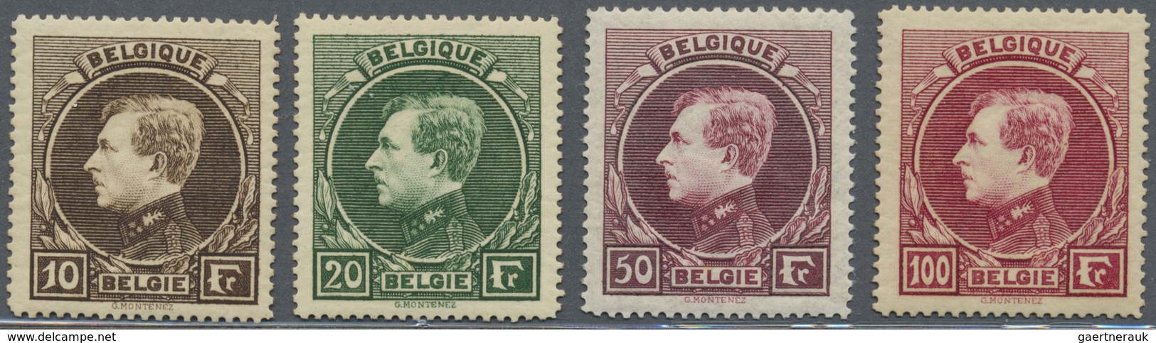 ** Belgien: 1929, 10 Fr. Bis 100 Fr. Albert, Pariser Druck Auf Weissem Papier, Komplette Ausgabe Von Vi - Autres & Non Classés