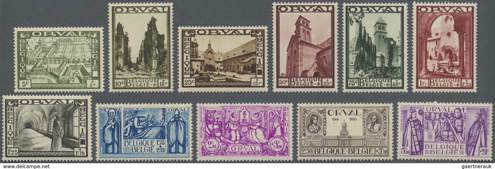 ** Belgien: 1933, Wiederaufbau Der Abtei Orval, Postfrischer Luxussatz. Selten! Auflage Nur 17.713 Sätz - Autres & Non Classés