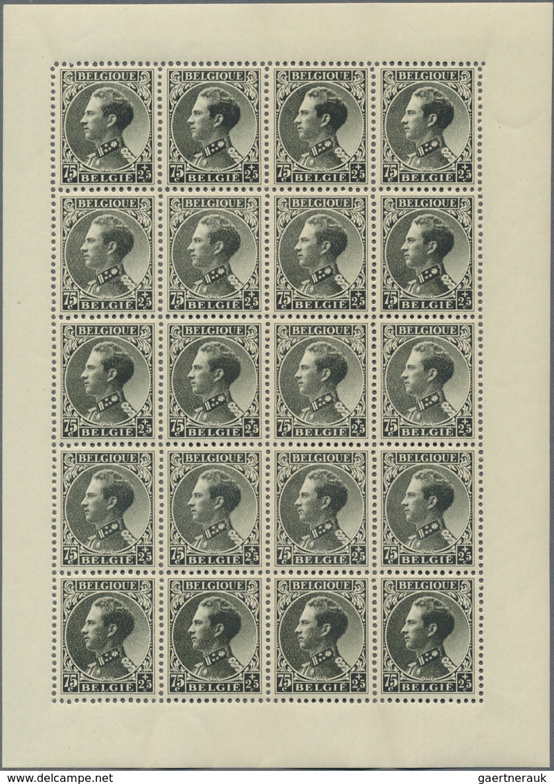 ** Belgien: 1934, "War Damage Help (I)", Complete Set In Rare, Mint Never Hinged 20-mini Sheets (partly - Other & Unclassified