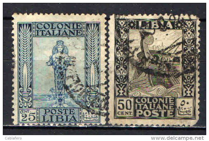 ITALIA - LIBIA - 1921 - SERIE PITTORICA - FILIGRANA CORONA CORICATA - USATI - Libya
