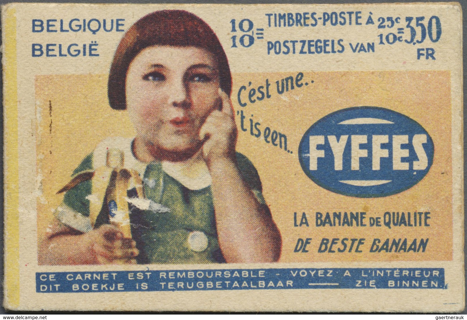 ** Belgien - Markenheftchen: 1932, FYFFES/LA GRANDE MAISON DE BLANC, 3.50fr. Booklet Complete, Cover So - Zonder Classificatie