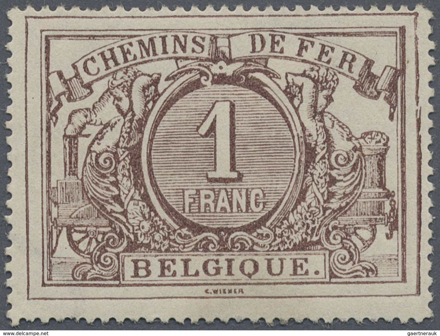 * Belgien - Eisenbahnpaketmarken: 1882/1894, 1 Fr. Brown Lilac Numerals Unused In Normal Condition. Si - Bagages [BA]