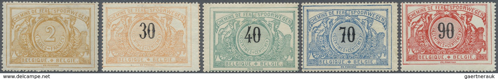 * Belgien - Eisenbahnpaketmarken: 1895/1902, Number Drawing Complete Set With 13 Values, Unused With H - Bagages [BA]