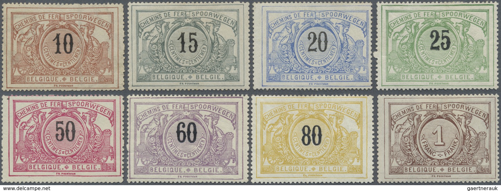 * Belgien - Eisenbahnpaketmarken: 1895/1902, Number Drawing Complete Set With 13 Values, Unused With H - Bagages [BA]