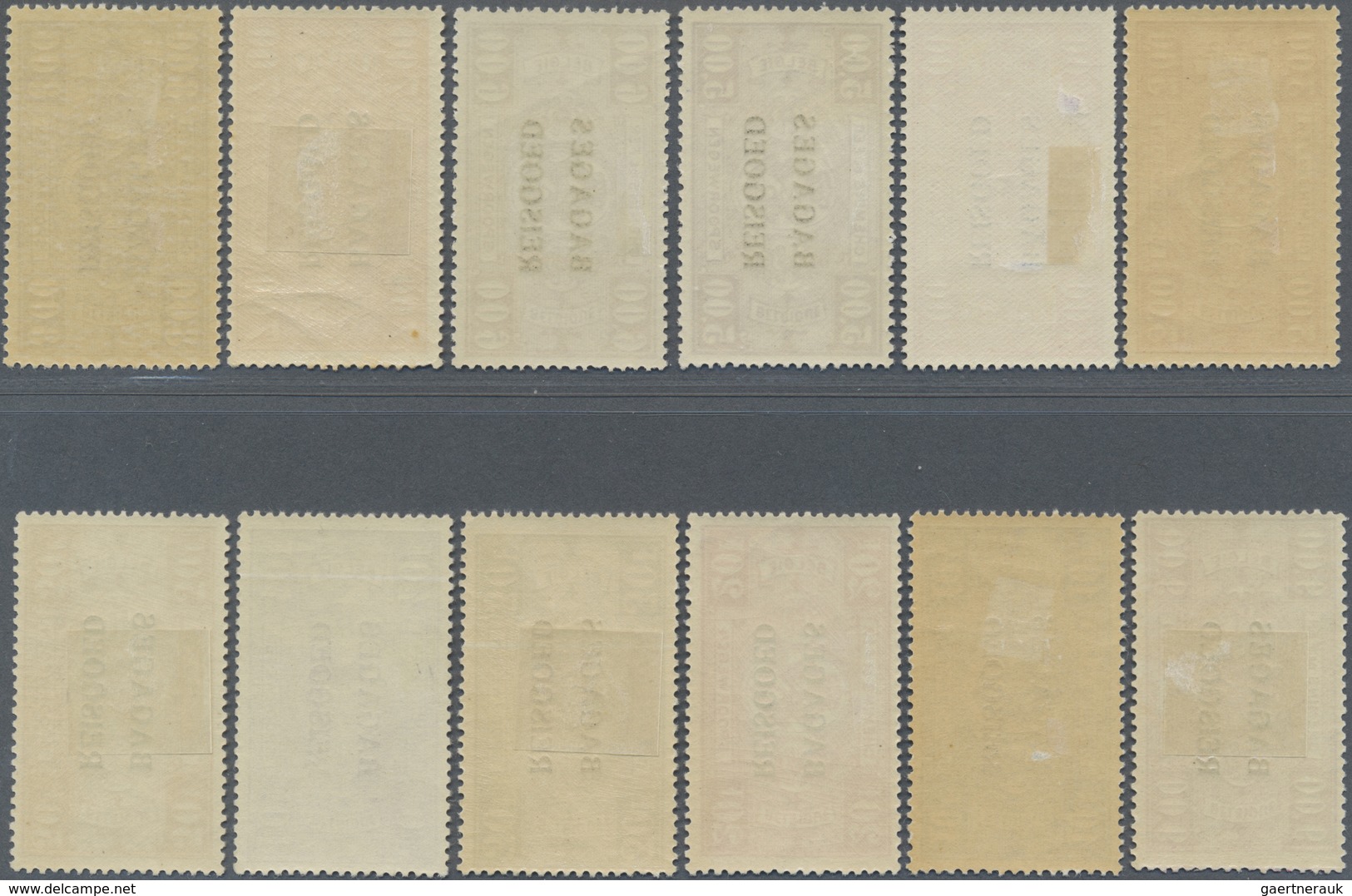 * Belgien - Eisenbahnpaketmarken: 1923/1931, 0,10 Fr. - 50 Fr. Railway Package Stamps With Overprint " - Bagages [BA]