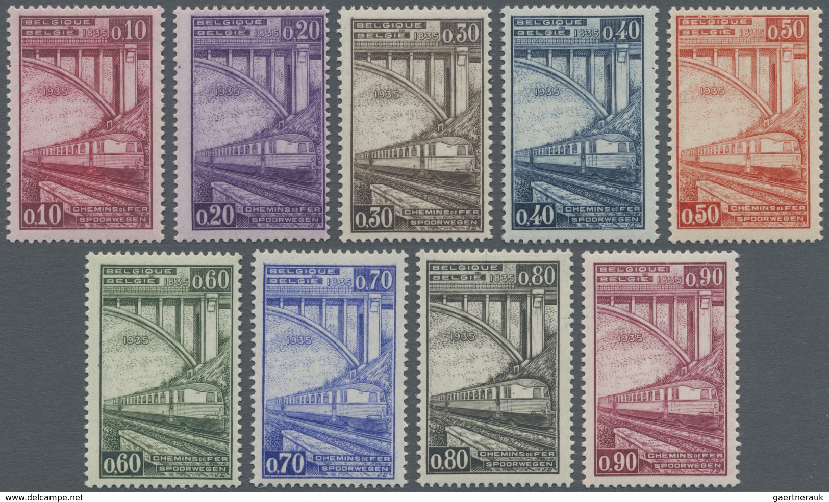 ** Belgien - Eisenbahnpaketmarken: 1935, 100 Jahre Belgische Eisenbahn, Kompletter, Taufrischer Postfri - Reisgoedzegels [BA]