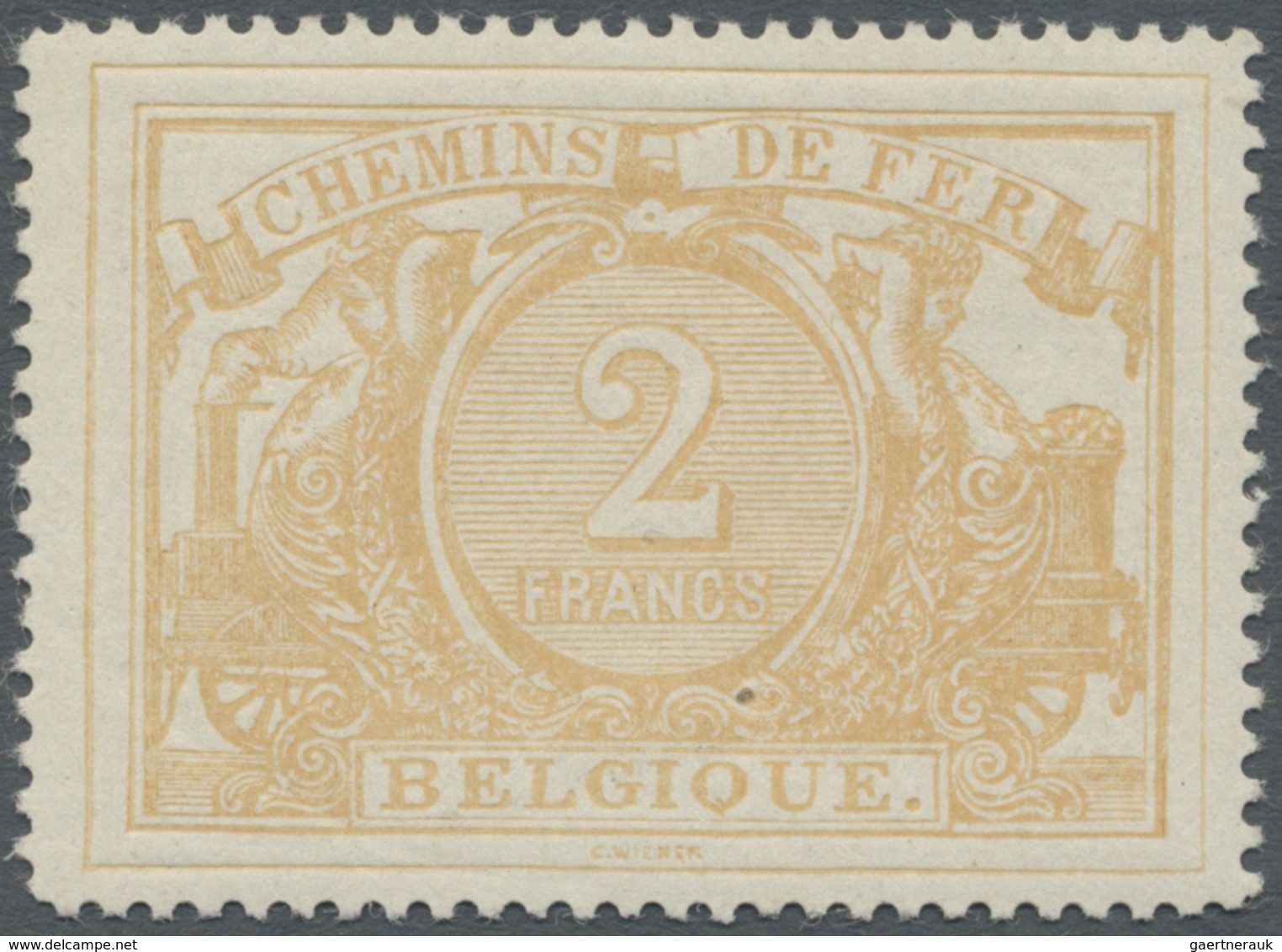 ** Belgien - Portomarken: 1894, 2 Fr Brownish-yellow Mint Never Hinged, Natural Paper Closure - Brieven En Documenten