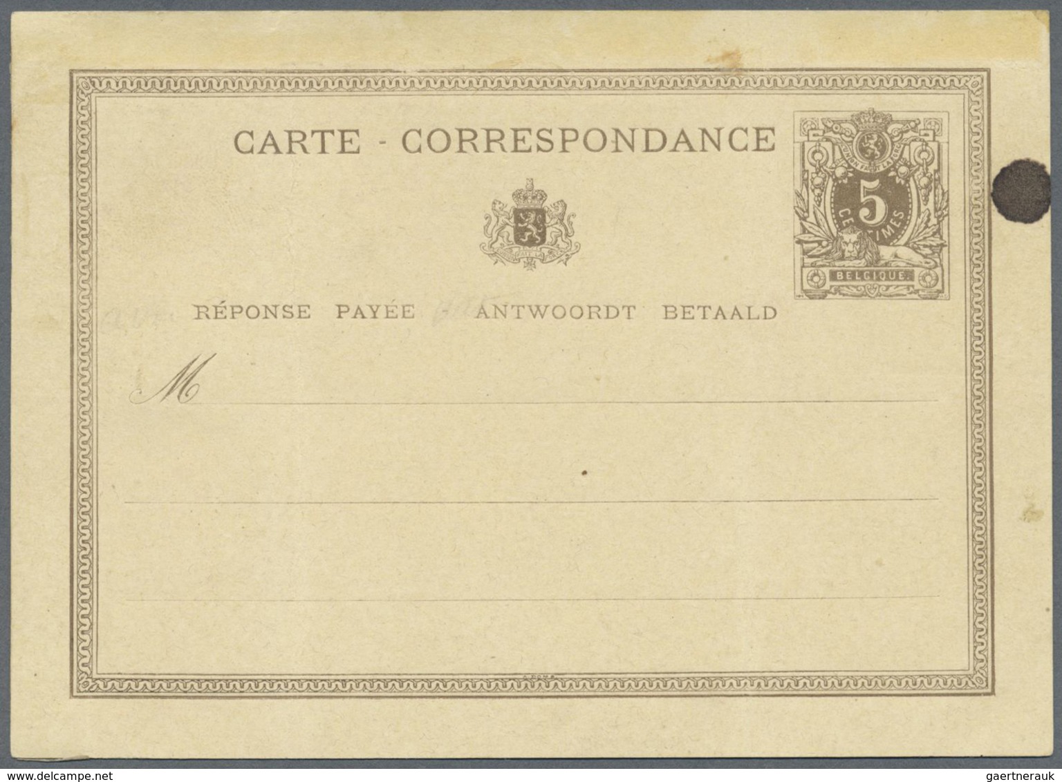 GA Belgien - Ganzsachen: 1873, Reply Card 5c. + 5c., Group Of Three Proofs: Asking And Reply Part In Is - Autres & Non Classés