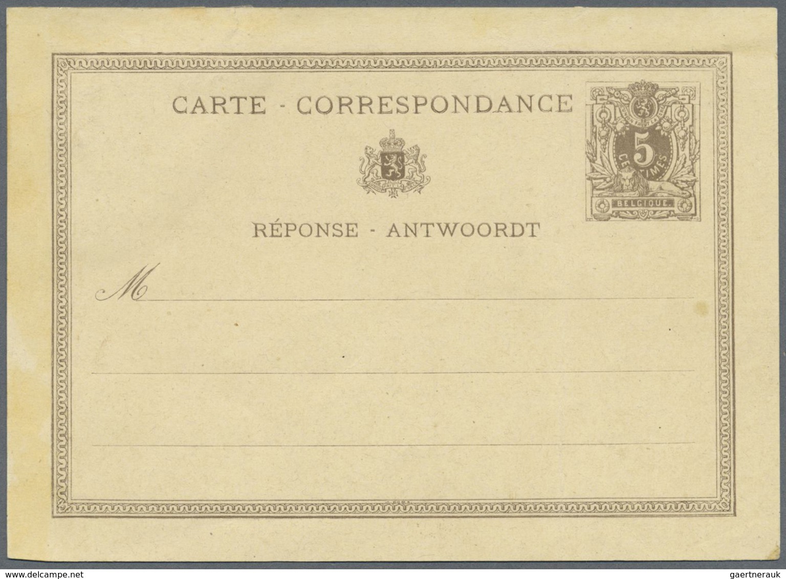 GA Belgien - Ganzsachen: 1873, Reply Card 5c. + 5c., Group Of Three Proofs: Asking And Reply Part In Is - Autres & Non Classés