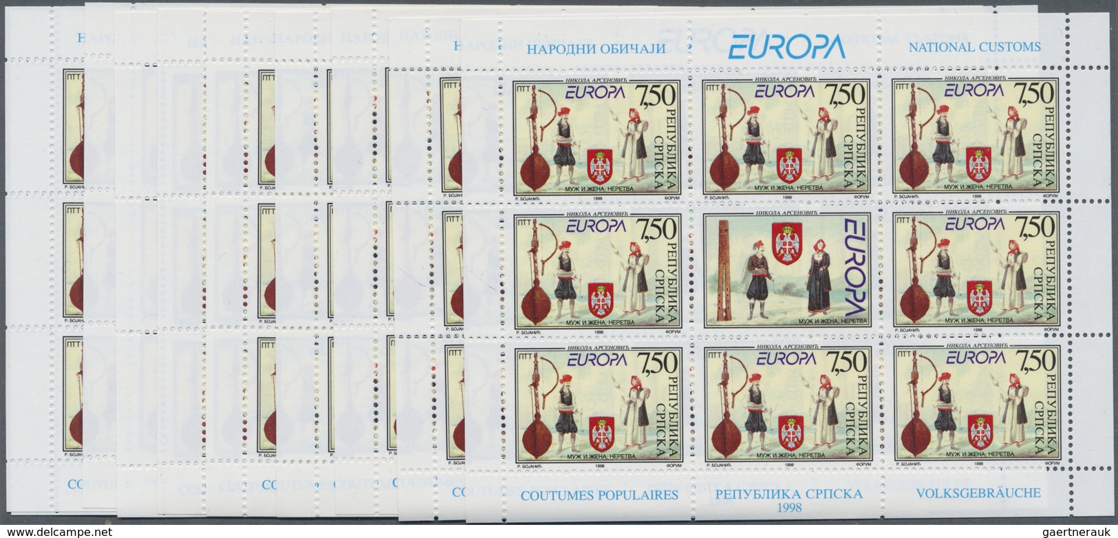 ** Bosnien Und Herzegowina - Serbische Republik: 1998, Europa, 10 Little Sheets Of Both Issues With 8 S - Bosnie-Herzegovine