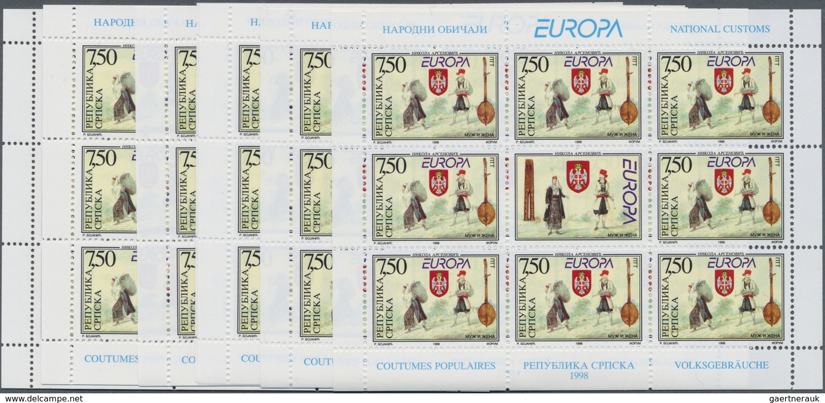 ** Bosnien Und Herzegowina - Serbische Republik: 1998, Europa, 10 Little Sheets Of Both Issues With 8 S - Bosnie-Herzegovine