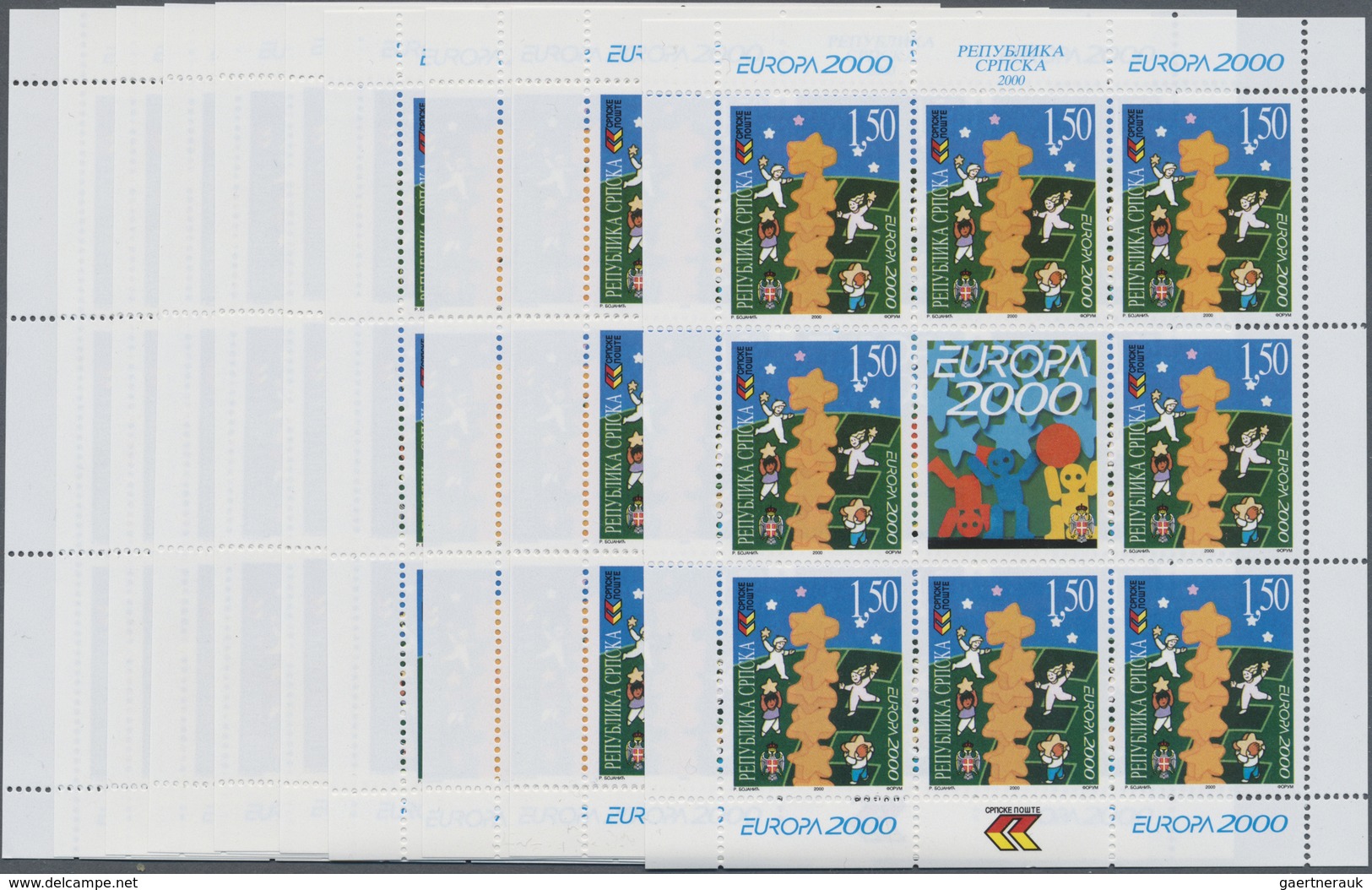 ** Bosnien Und Herzegowina - Serbische Republik: 2000, Europa, Both Issues In Little Sheets Of 8 Stamps - Bosnië En Herzegovina