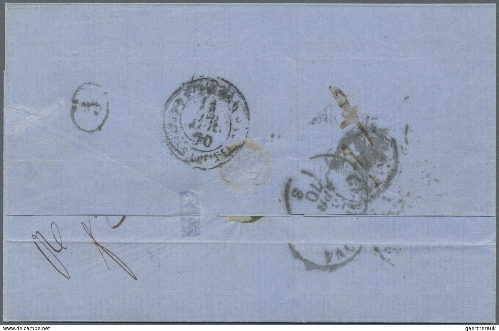 Br Bulgarien: 1870, Mail From "VARNA" To Italy, Postage Dues 30c. Ocre/carmine And 40c. Ocre/carmine On - Brieven En Documenten