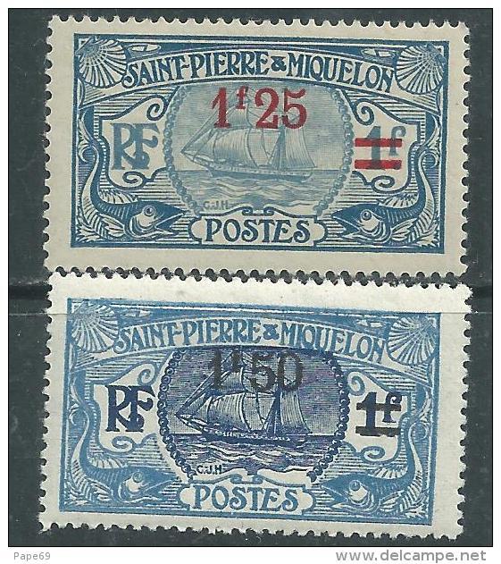 St Pierre Et Miquelon N° 124 / 25  X   Partie De  Série : Les 2 Valeurs  Trace De Charnière Sinon TB - Unused Stamps