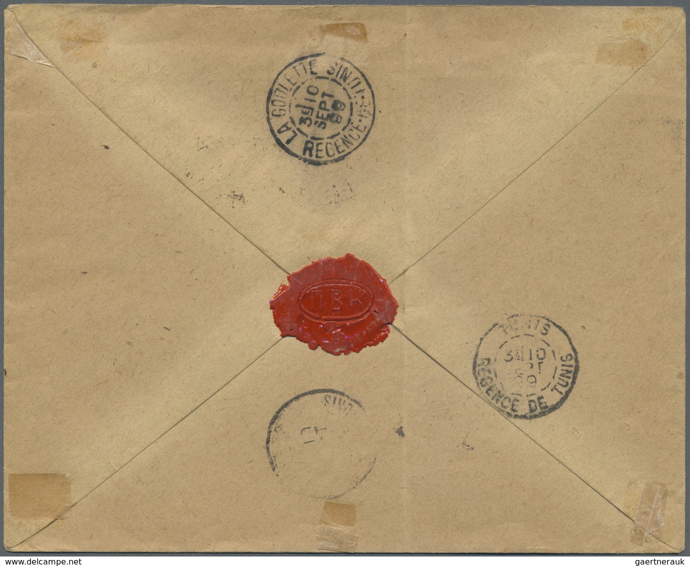 Br Bulgarien: 1889. Registered Envelope (vertical Fold,stains) Addressed To Tunisia, North Africa Beari - Lettres & Documents