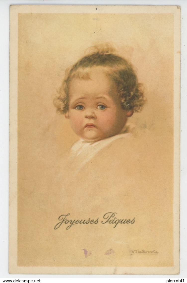 ENFANTS - Jolie Carte Fantaisie Portrait Enfant De "Joyeuses Pâques" Signée FIALKOWSKA - Fialkowska, Wally