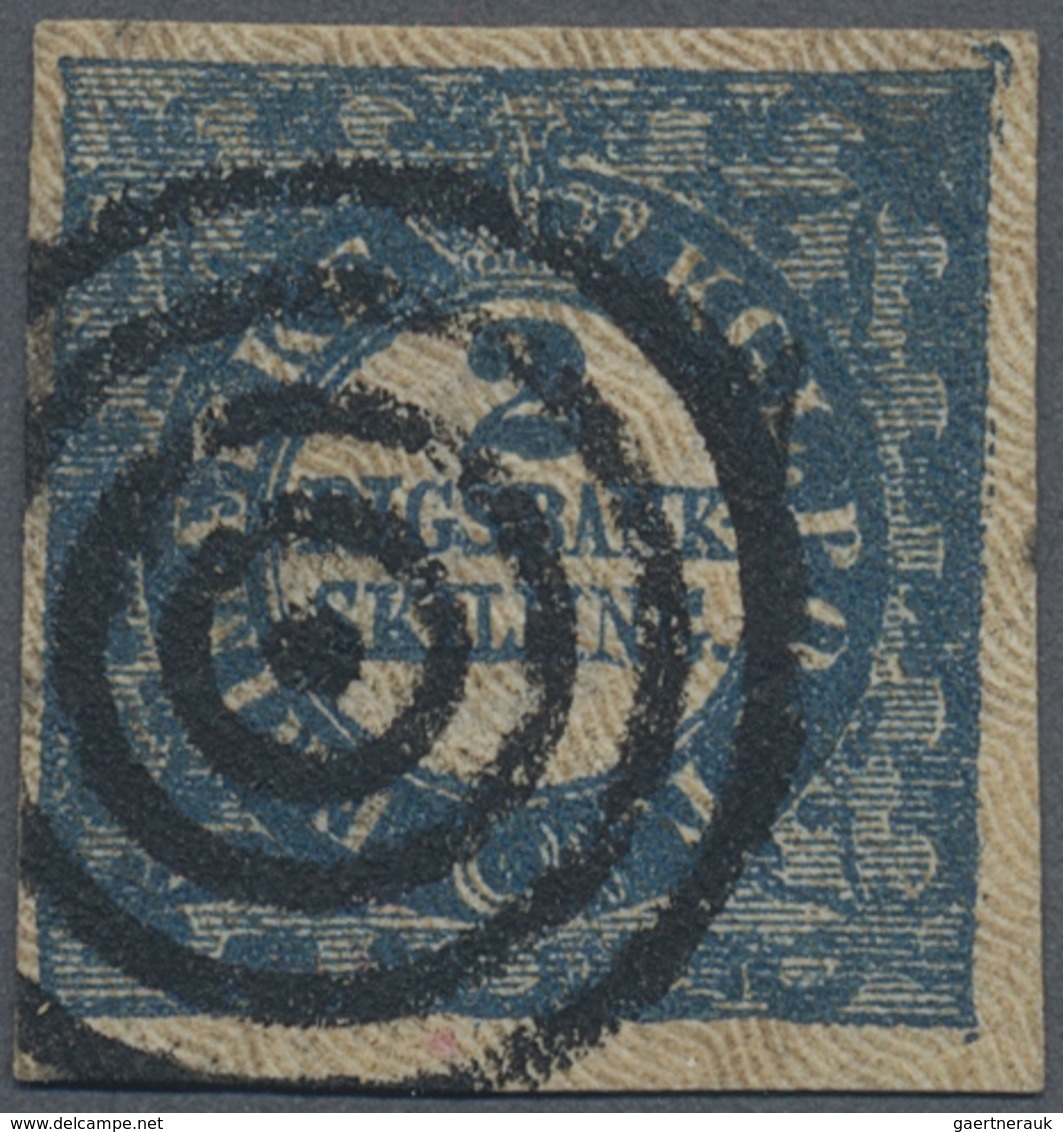 O Dänemark: 1851, 2 S. Blue, Fist Printing (Ferslew), Good To Wide Margins All Around, Cancelled With - Lettres & Documents