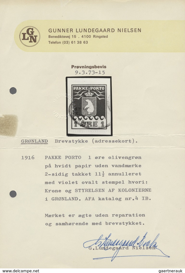 Brfst Dänemark - Grönländisches Handelskontor: 1915, 1 Öre Oben Und Rechts Ungezähnt, Auf Briefstück, FA G - Other & Unclassified