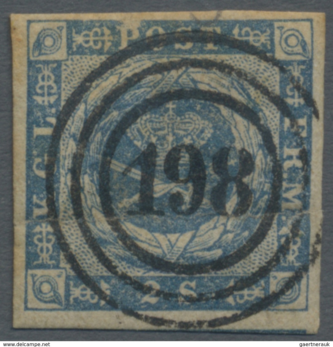 O Dänemark - Stempel: "198" - "Copenhagen - Stettin", Very Clear Strike On 2 Sk. Blue With Imperfectio - Machines à Affranchir (EMA)