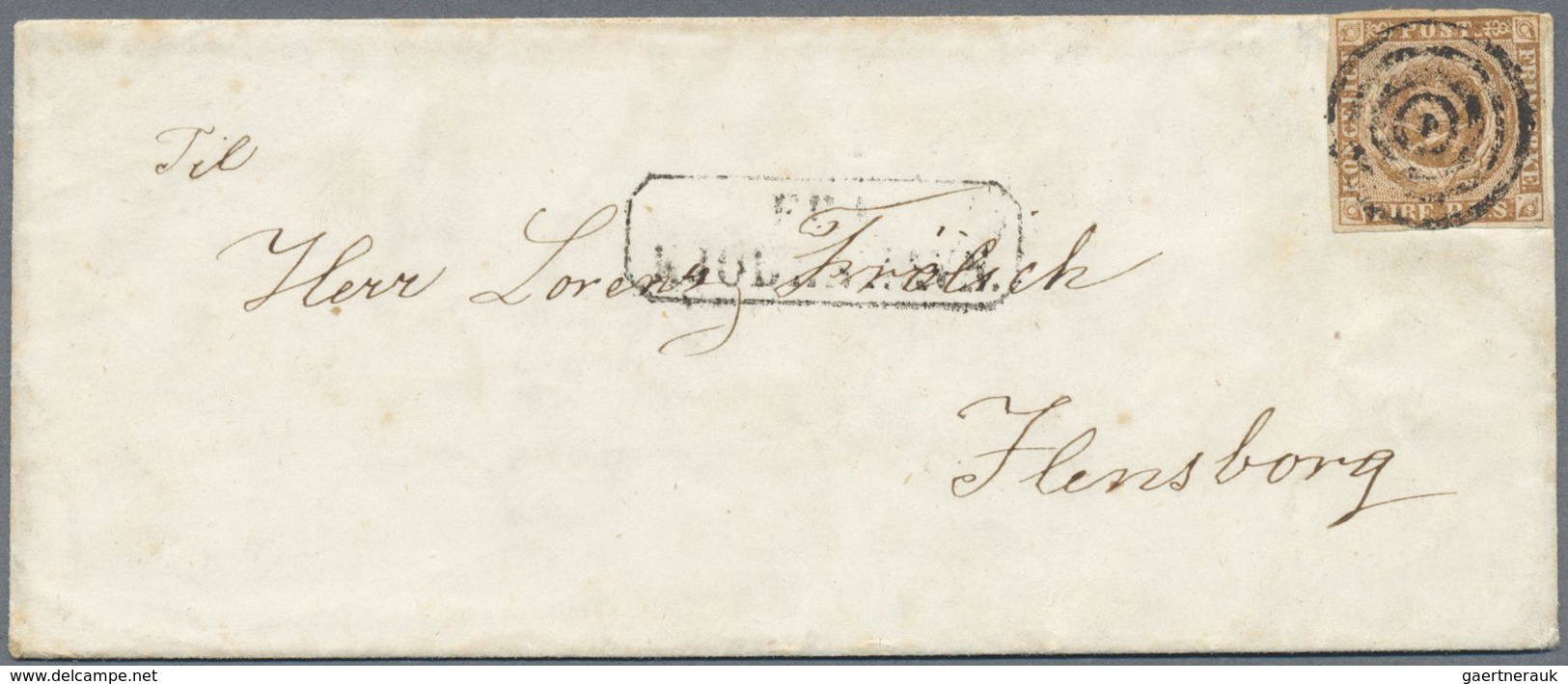 Br Dänemark - Stempel: 1856, Extremly Rare MUTE 5-RING CANCEL (stummer 5-Ring Stempel) On Small Cover. - Machines à Affranchir (EMA)