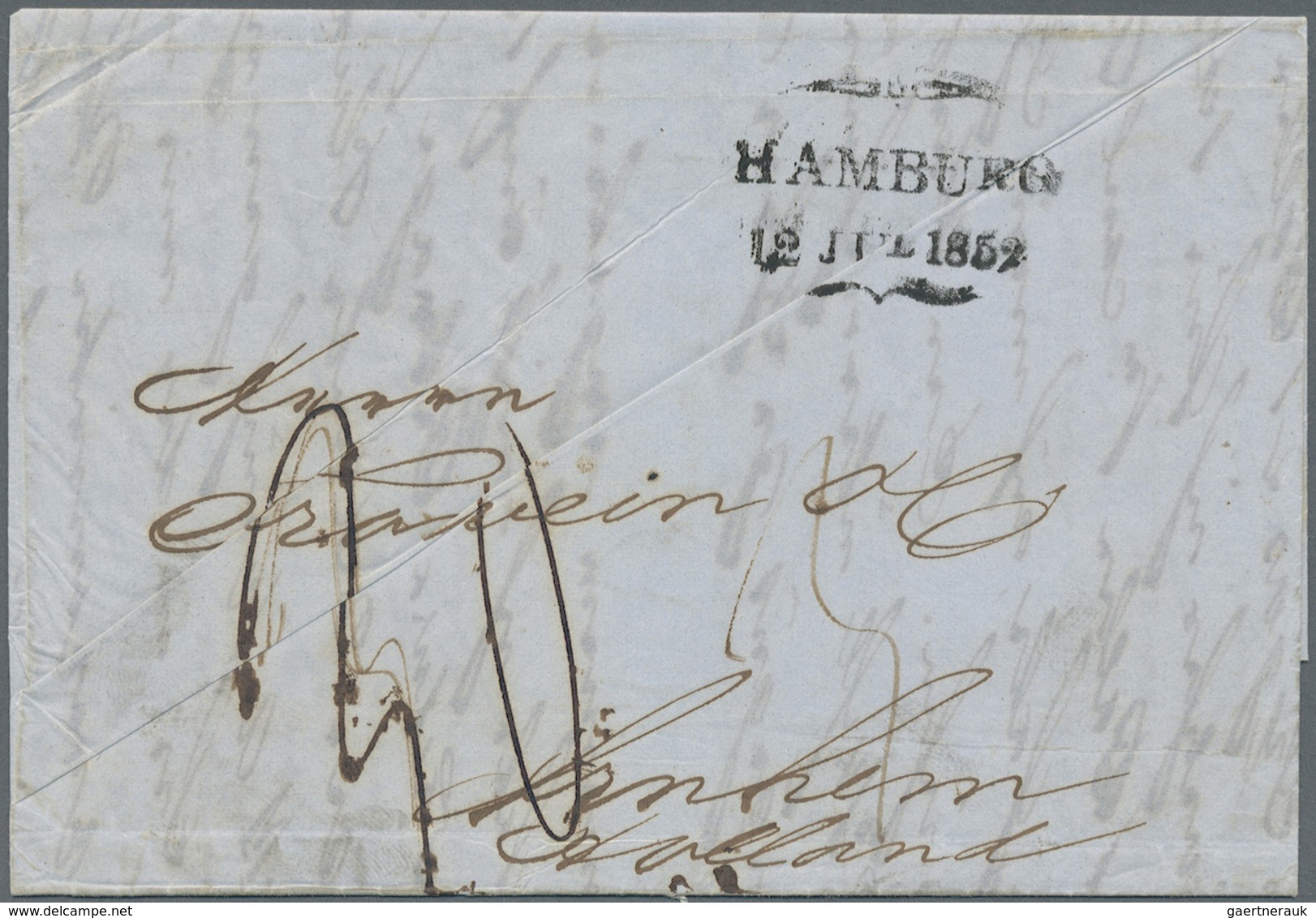 Br Dänemark - Stempel: 1852, Brief Aus Aarhus über Forwarding-Agenten Herm. Gustav Schmitt Nach Holland - Machines à Affranchir (EMA)