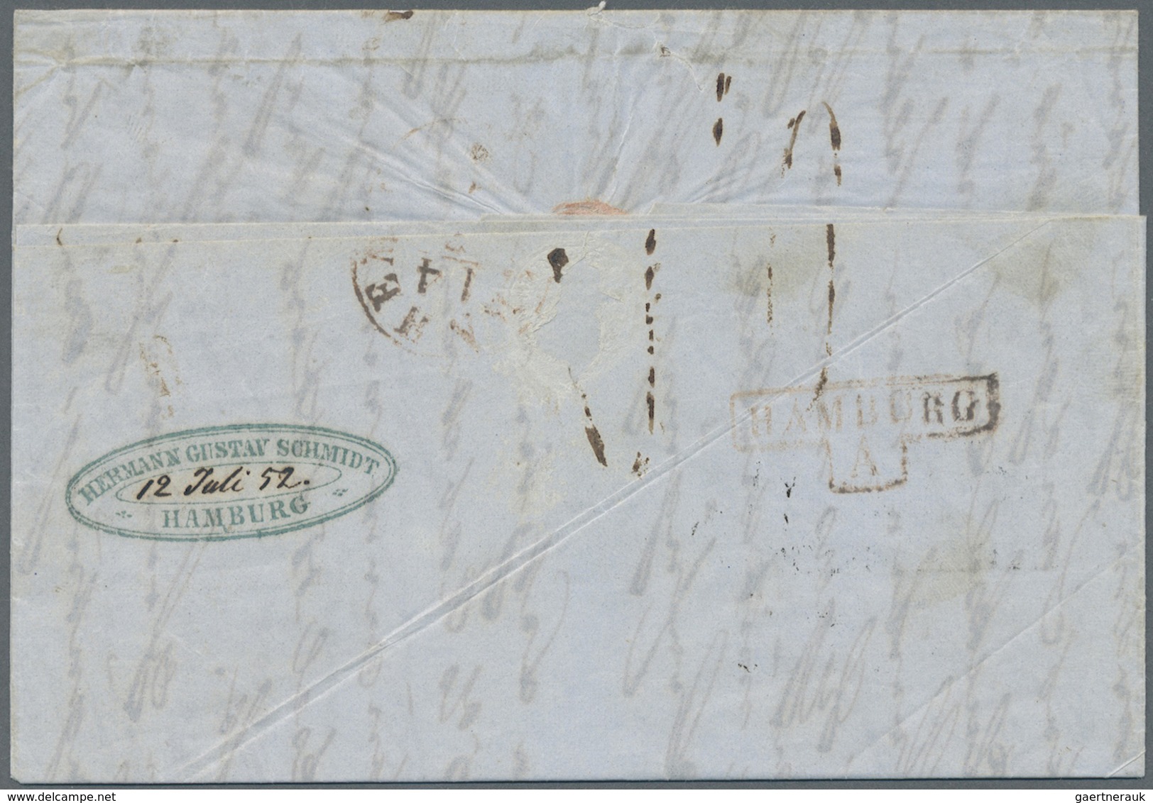 Br Dänemark - Stempel: 1852, Brief Aus Aarhus über Forwarding-Agenten Herm. Gustav Schmitt Nach Holland - Machines à Affranchir (EMA)