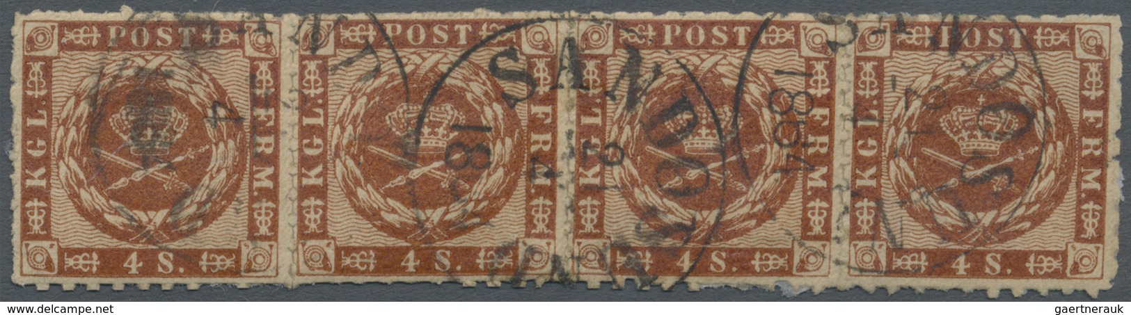 O Dänemark - Stempel: "SANDÖSUND 21.6.1864", Norwegian Cds., Three Clear Strikes On Horizontal Strip O - Franking Machines (EMA)