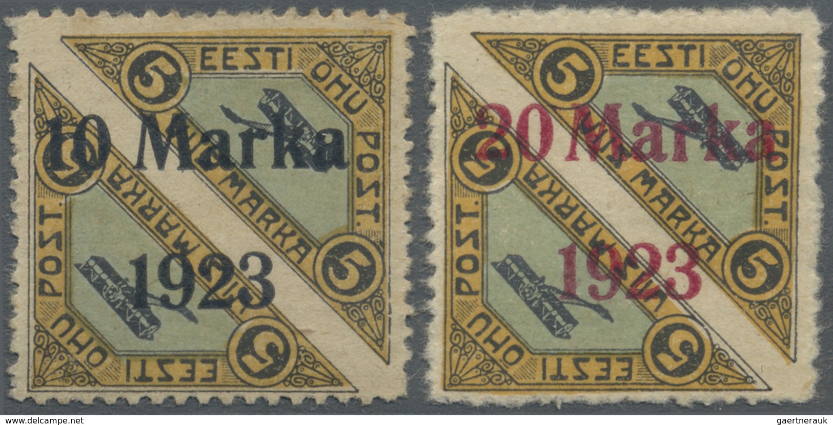 (*) Estland: 1923, Airmail 10 M. And 20 M. Perforated, Unused, Fine, Signed Bloch And Eichenthal, Fine, - Estonie