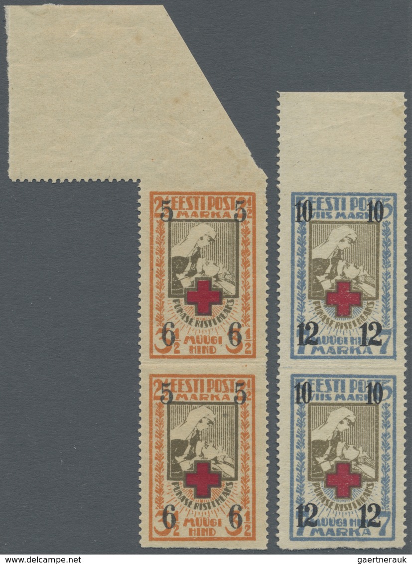 **/* Estland: 1926, Red Cross 5 /6 M. On 2 1/2 /3 1/2 M. And 10/12 M. On 5/7 M. Horizontal Imperforated, - Estland