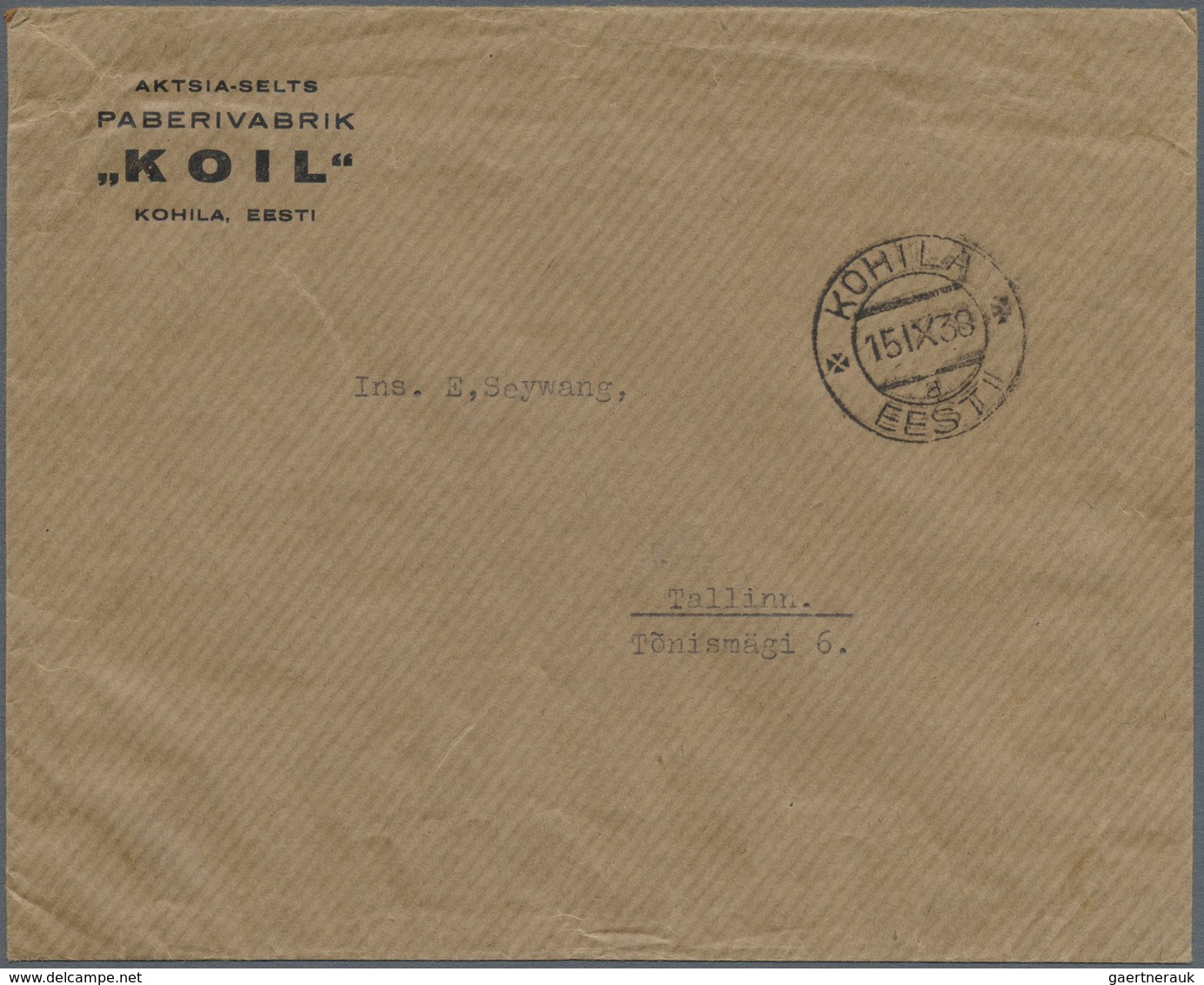 Br/Brfst Estland: 1938, Two Souvenir Sheets: Ühisabi (coat Of Arms) On Reverse Of Envelope Oblit. "TALLINN V - Estland