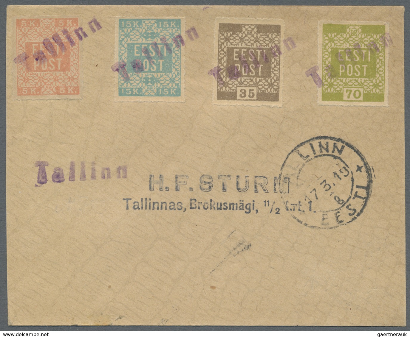 Br Estland - Stempel: 1919. Scott 1 - 4, Locally Perforated, Tied By Linear Violet "Tallin", Circular " - Estland