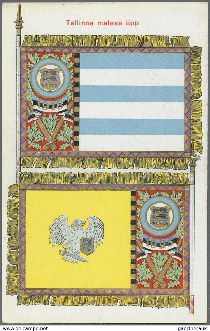 Estland - Besonderheiten: 1925. Picture postcard set of 15 unused cards showing the various flags of