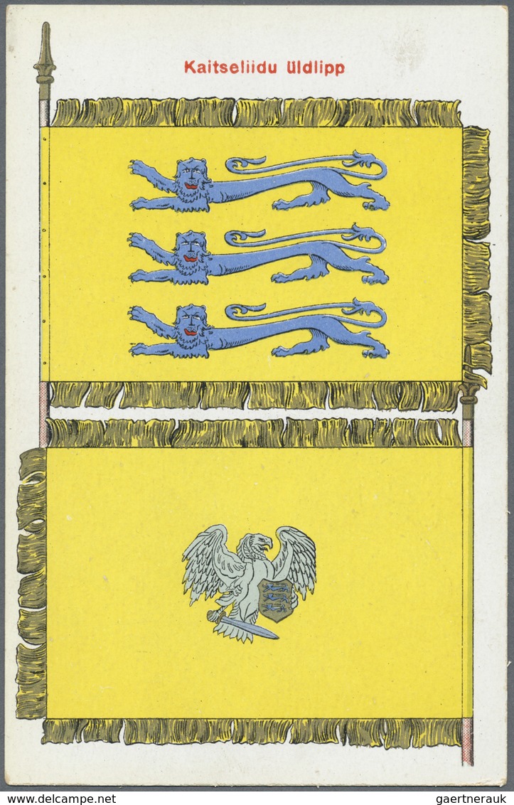 Estland - Besonderheiten: 1925. Picture postcard set of 15 unused cards showing the various flags of