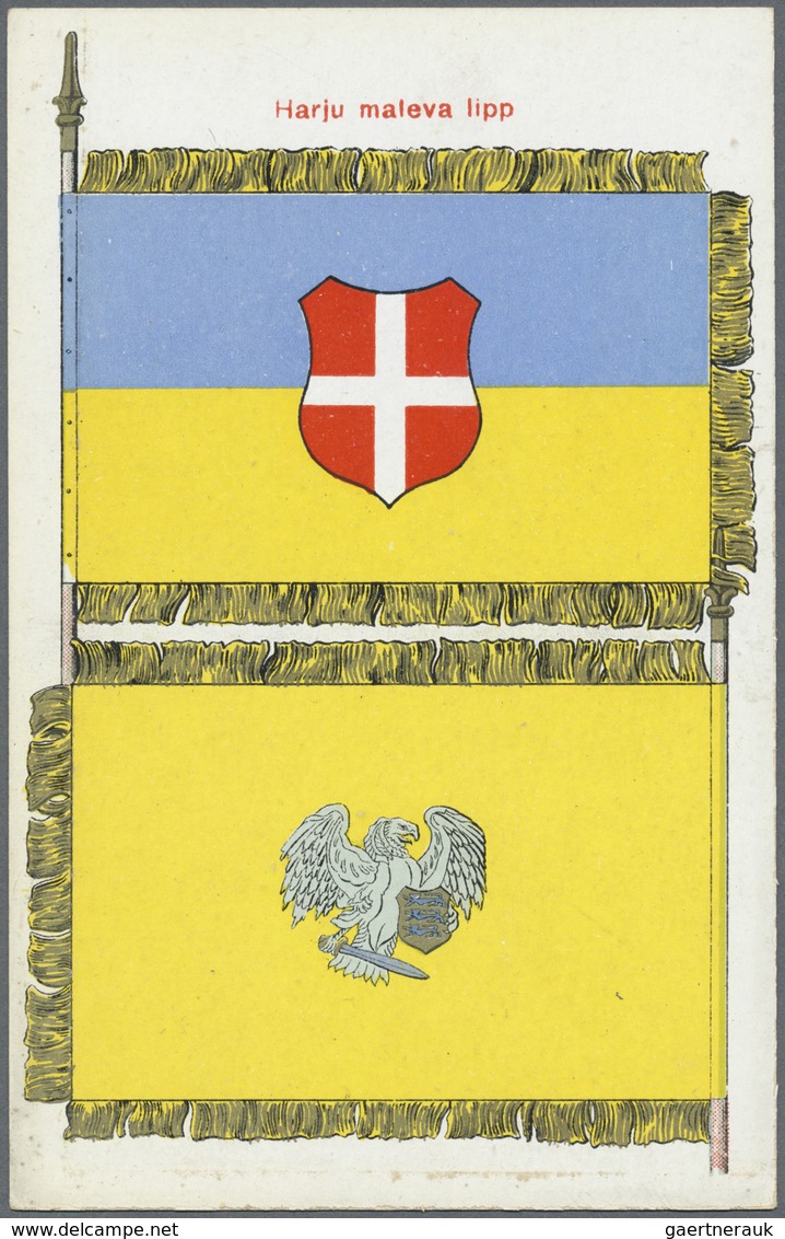 Estland - Besonderheiten: 1925. Picture postcard set of 15 unused cards showing the various flags of