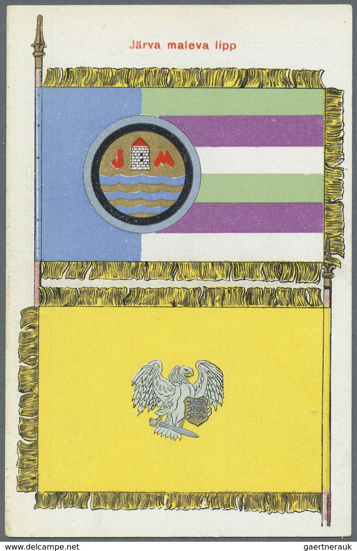 Estland - Besonderheiten: 1925. Picture postcard set of 15 unused cards showing the various flags of