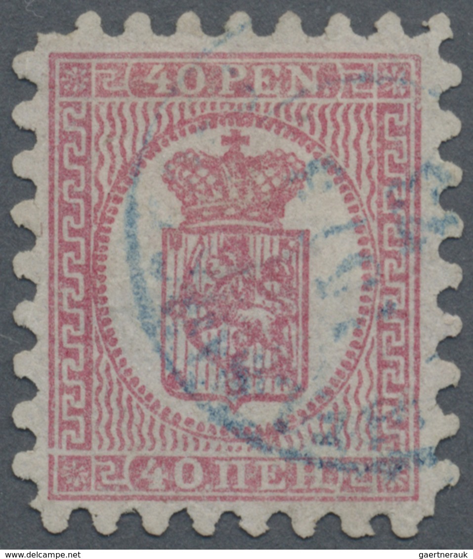 O Finnland: 1866, Freimarke Wappen, 40 Pen Rosakarmin, In Zähnung A, Signiert Diena - Covers & Documents