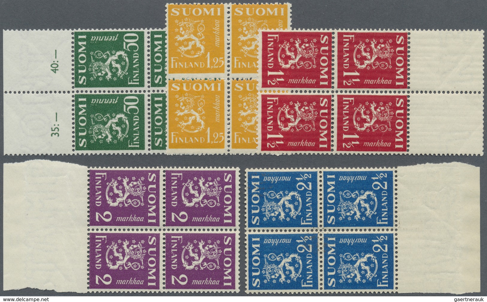 **/* Finnland: 1930/1932, 3 Postfrisch/ungebrauchte 4-er Block-Sätze Mit Mi.Nr.: 143/154 Fast Alle Mit Ra - Lettres & Documents