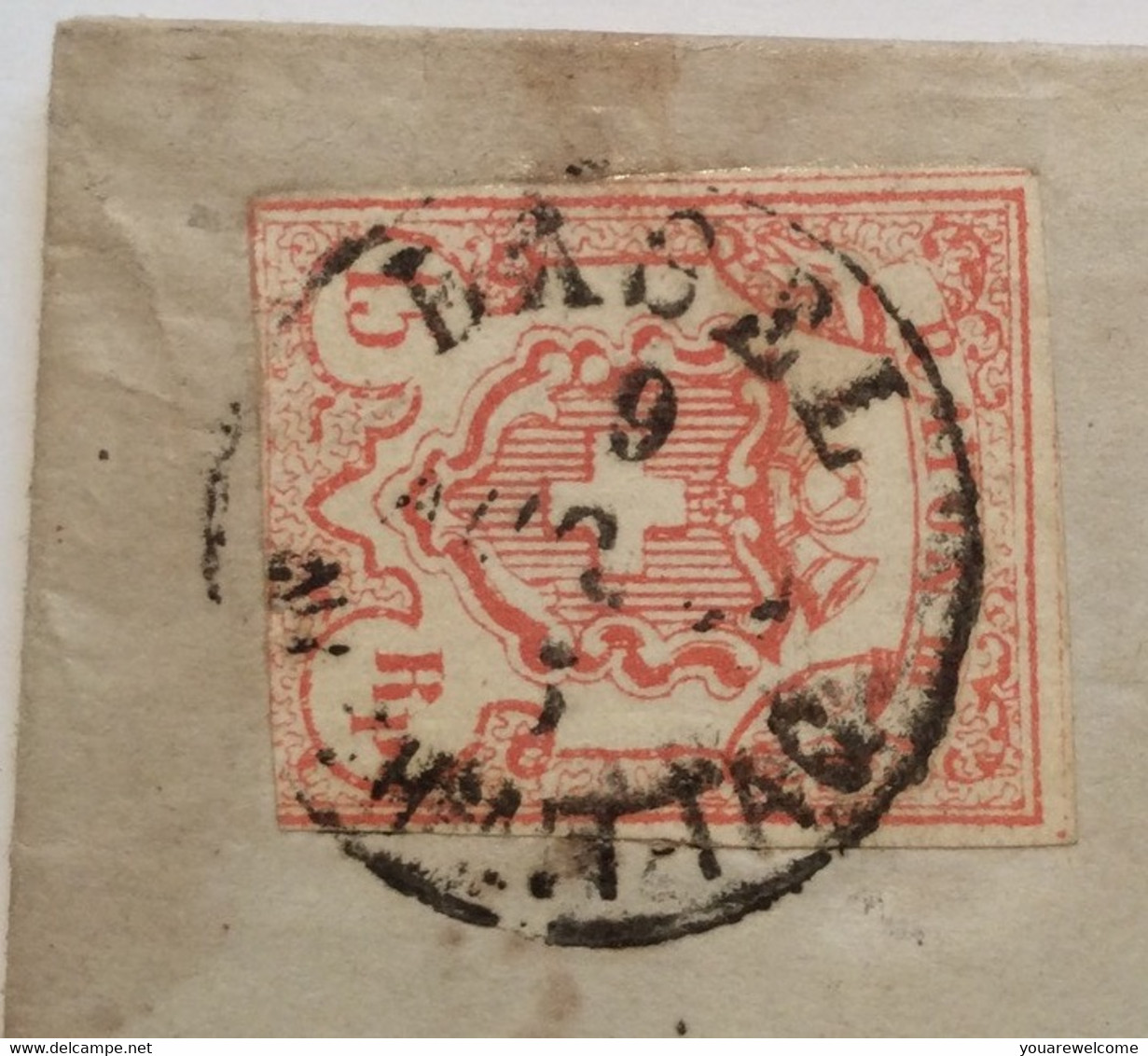 BASEL 1854 15 Rp Rayon III Auf NACHPORTO Brief > Bern (Schweiz Suisse Switzerland Lettre Cover ZNr 20 Postage Due - 1843-1852 Federal & Cantonal Stamps